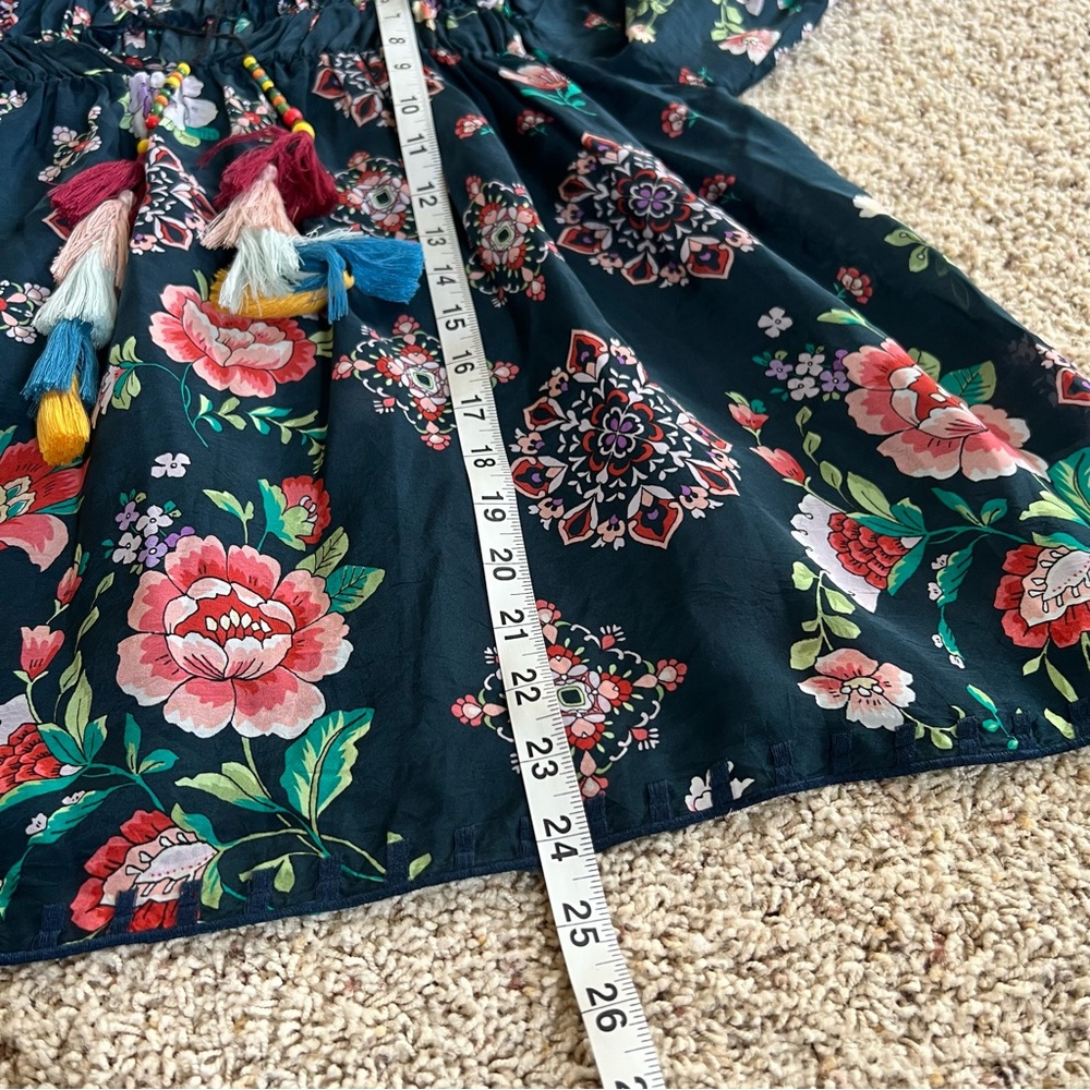 Johnny Was Harley Boho Peasant Floral Top w/ Colorful Tassels - Picture 14 of 15